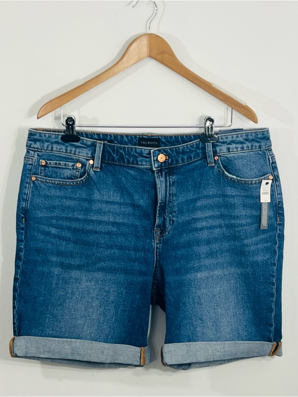 Talbots Girlfriend Denim Shorts 9" Below Waist Size 16 New Classic Summer Wear
